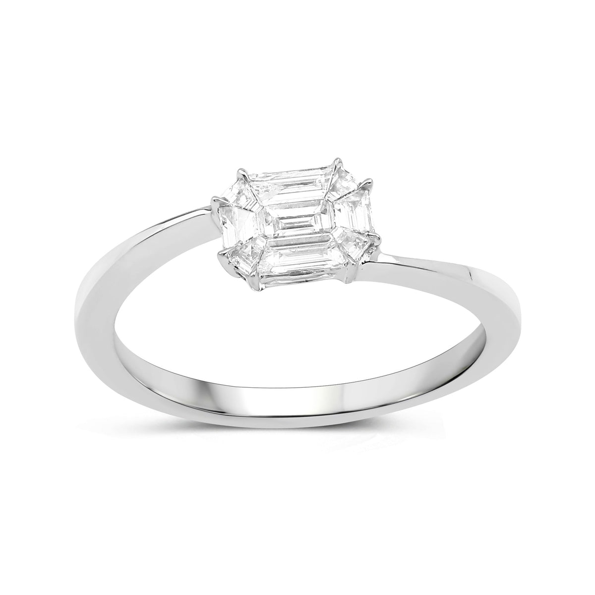 0.33 Carat Genuine White Diamond 18K White Gold Ring (F-G Color, VVS-VS Clarity)
