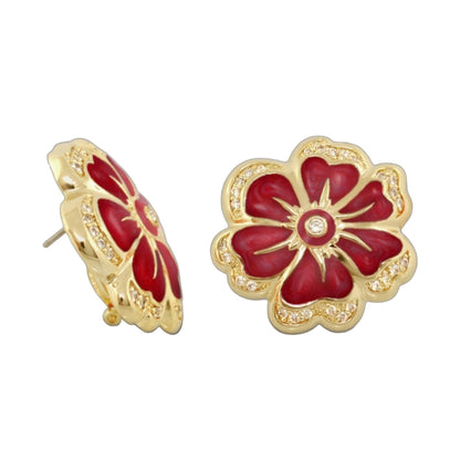 Daisy Swirl Earrings — Pavé Edge Flower Stud