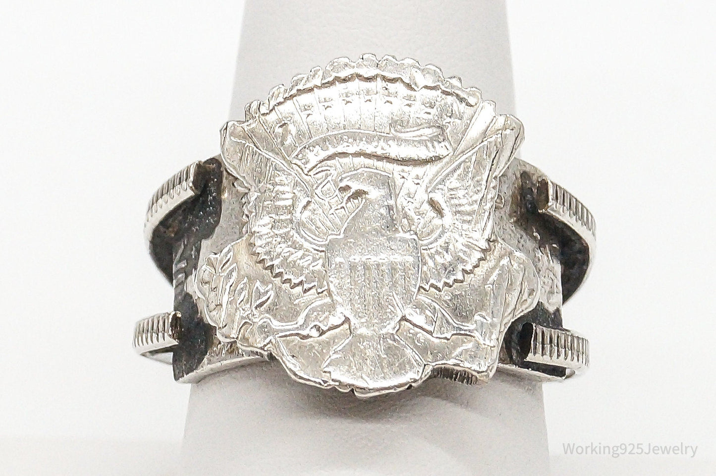 Vintage US Eagle Coin Ring – Size 9 – Silver Estate Jewelry