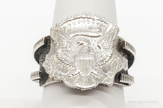 Vintage US Eagle Münzring – Größe 9 – Silberner Nachlassschmuck