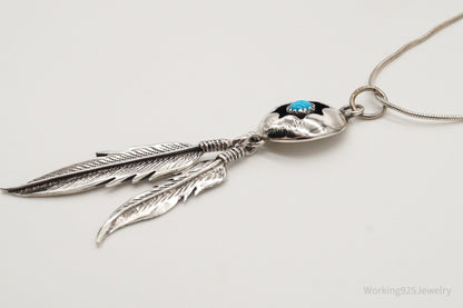 Vintage Native American Turquoise Sterling Silver Necklace