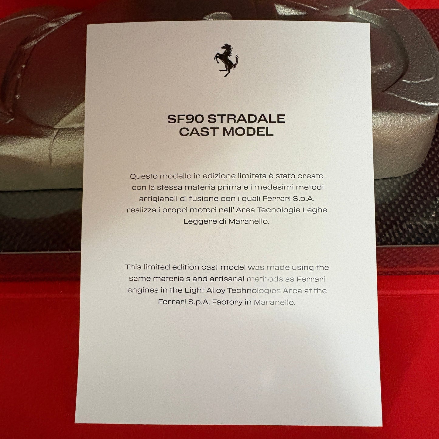 Ferrari SF90 Stradale Cast Model 1:18 Light Alloy