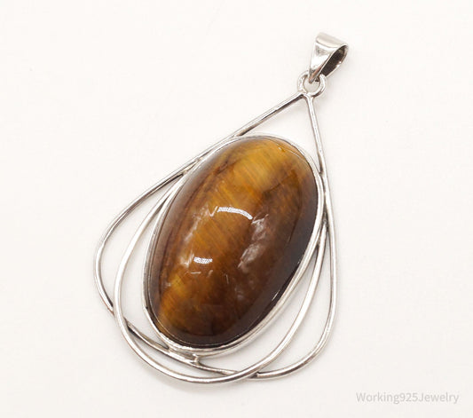 Vintage Large Tigers Eye Sterling Silver Pendant — photo 1 of 10