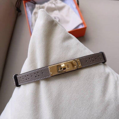 Hermes Men Gold Buckle Belt 'Grey'