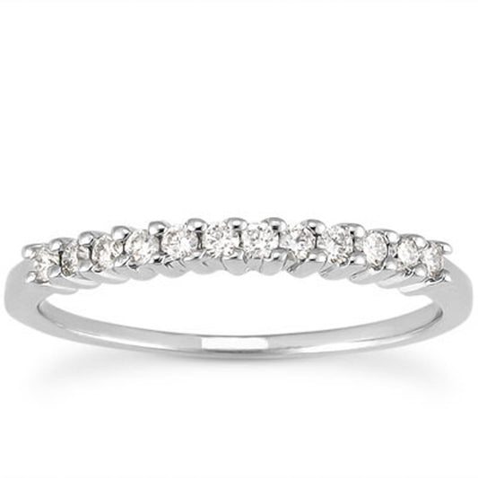 14k White Gold Raised Shared Prong Diamond Wedding Ring Band — photo 1 of 4