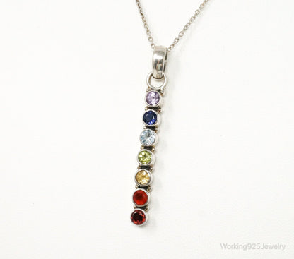 Vintage Multi Gemstone Sterling Silver Necklace