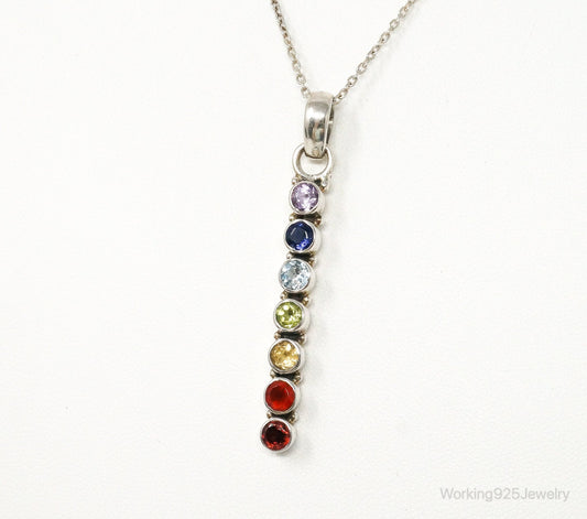 Vintage Multi Gemstone Sterling Silver Necklace — photo 1 of 10