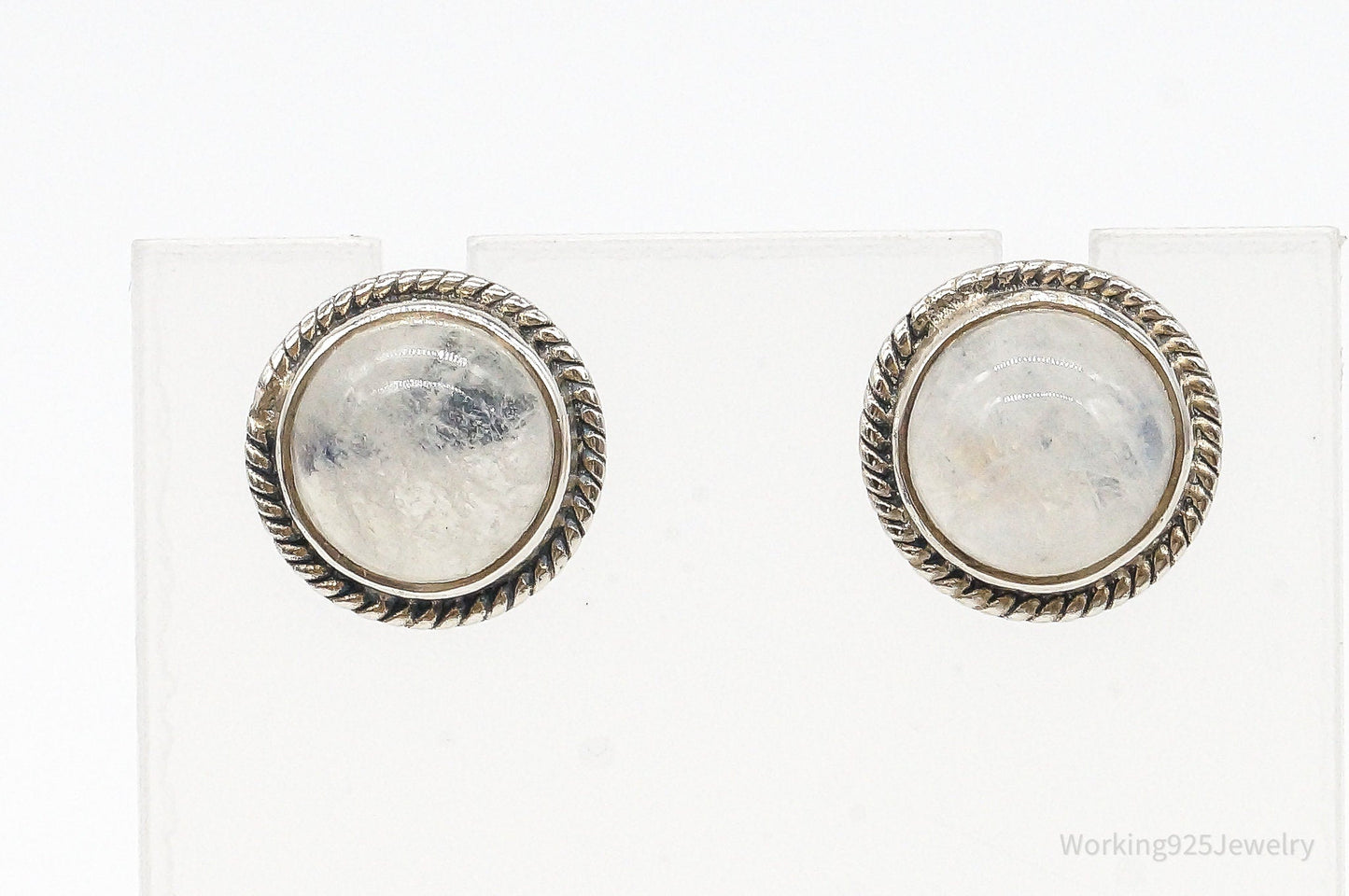 Vintage Moonstone Sterling Silver Earrings – Estate Jewelry