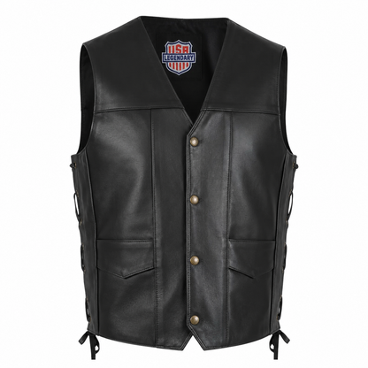 Legendary Dixon Men's Leather Motorcycle Vest