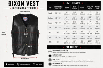 Legendary Dixon Men's Leather Motorcycle Vest