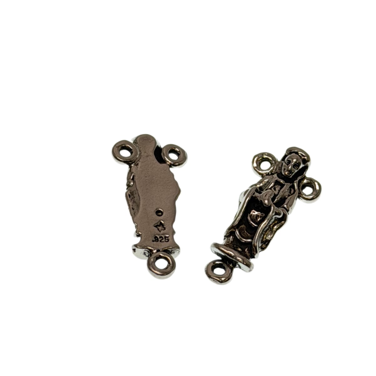 Sterling Silver Rosary Connector - Religious Cross Pendant Link 10x19mm