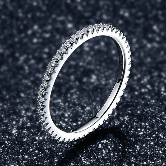 925 Sterling Silver Platinum Plated CZ Pavé Setting Ring Size 5.0 for Women — photo 2 of 6