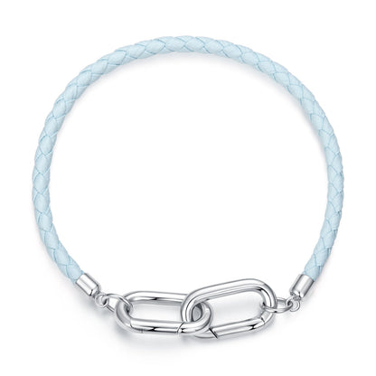 925 Sterling Silver White Gold Plated Hand Rope 17cm Bracelet for Women