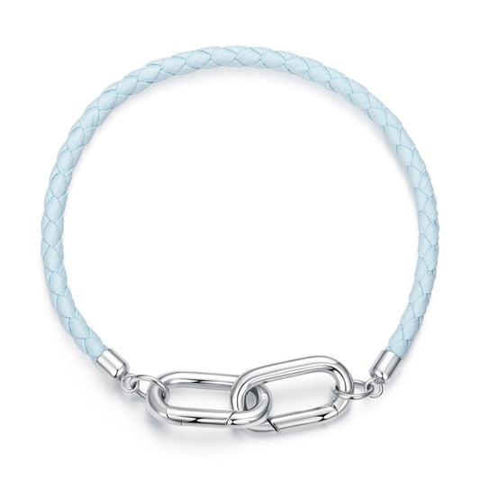 925 Sterling Silver White Gold Plated Hand Rope 17cm Bracelet for Women