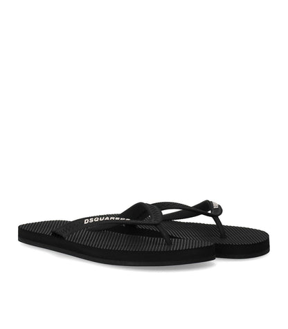 Dsquared2 Black Flip Flops With Logo