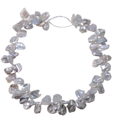 White Freshwater Baroque Pearl Strand 16in - Natural Irregular Shape Pearls