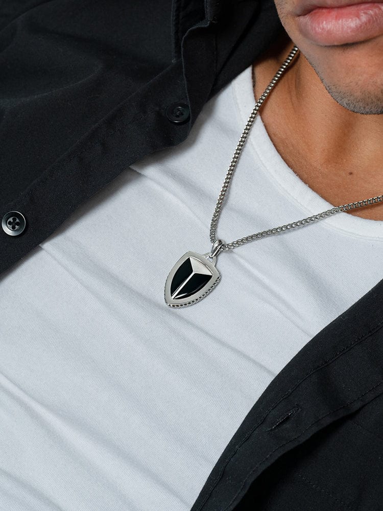 Black Onyx Shield Pendant Necklace