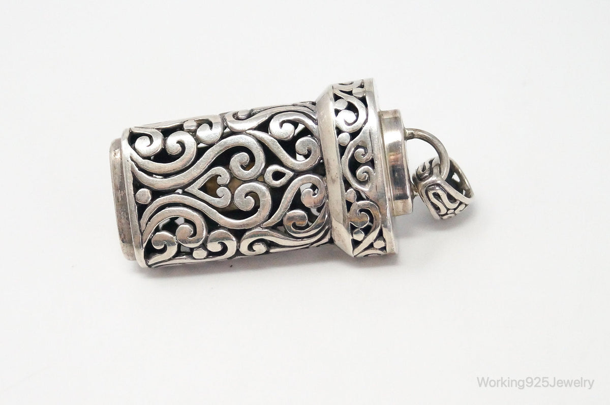 Vintage Large Mother Of Pearl Bali Inspired Sterling Silver Pendant