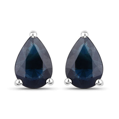 1.60 Carat Genuine Blue Sapphire 14K White Gold Earrings