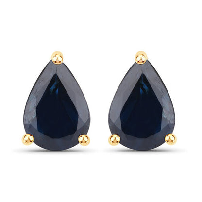 1.60 Carat Genuine Blue Sapphire 14K Yellow Gold Earrings