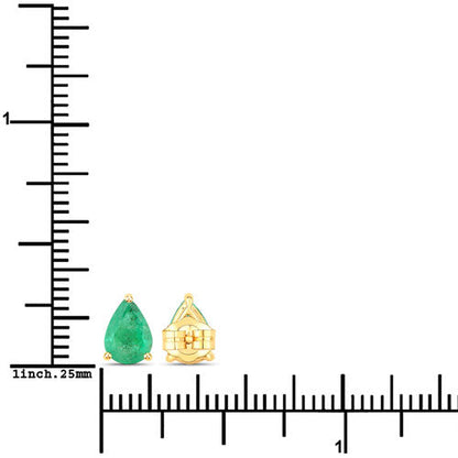 1.30 Carat Genuine Zambian Emerald 14K Yellow Gold Earrings