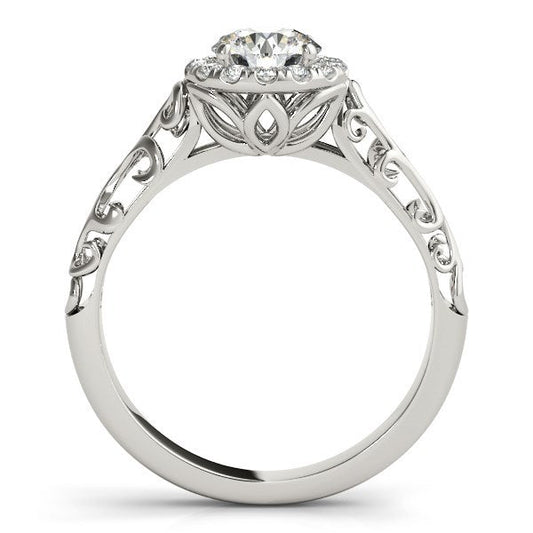 14k White Gold Halo Antique Style Round Diamond Engagement Ring (5/8 cttw) — photo 2 of 4