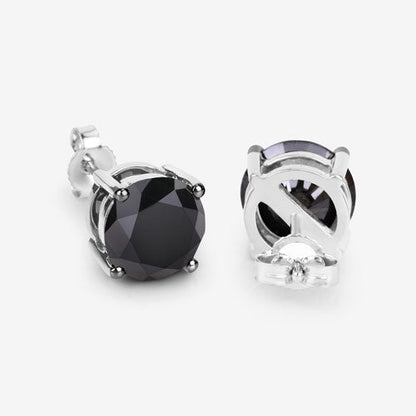 3.08 Carat Genuine Black Diamond 14K White Gold Earrings