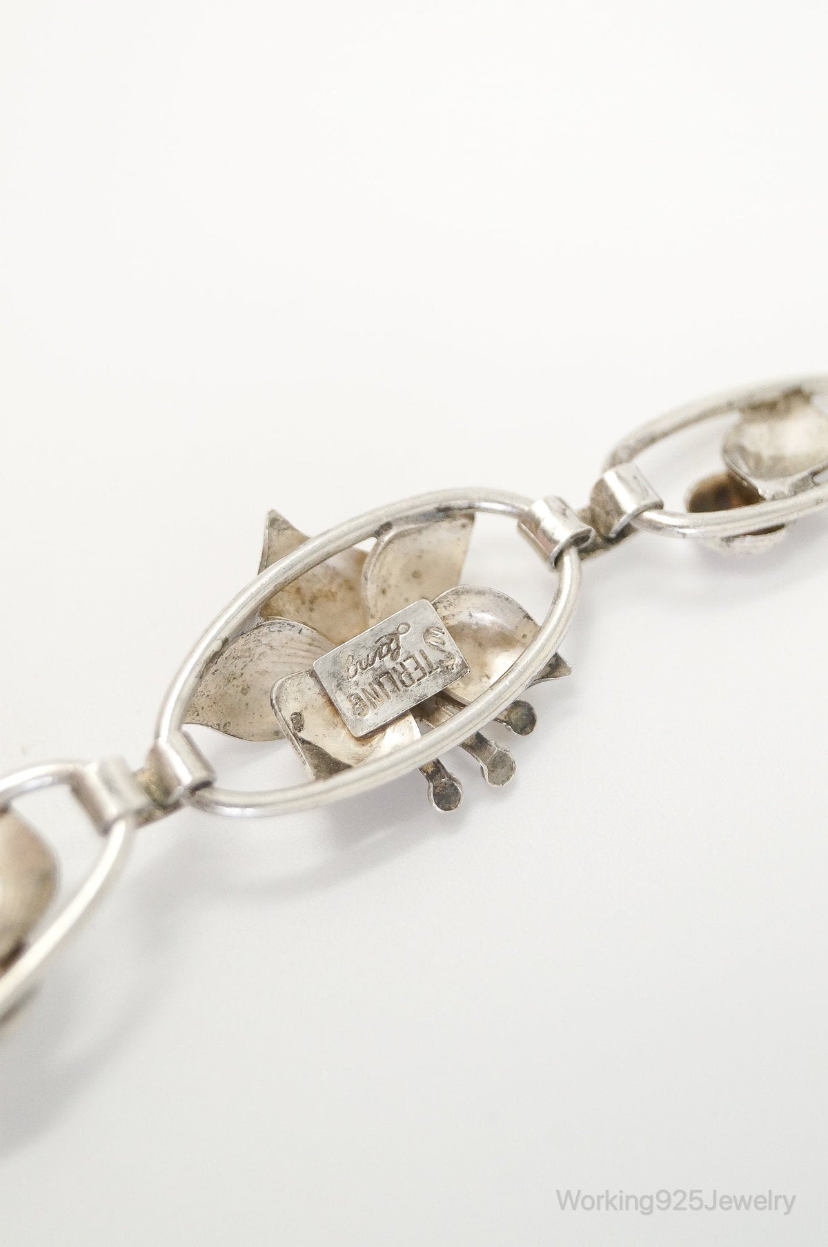 Lang Antiques Floral Link Sterling Silver Necklace