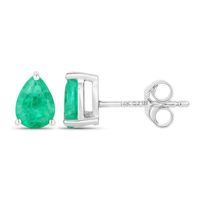 0.70 Carat Genuine Zambian Emerald 14K White Gold Earrings