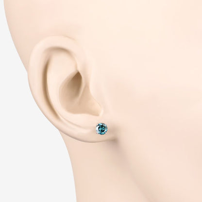 0.81 Carat Genuine Blue Diamond 14K White Gold Earrings
