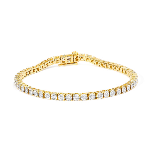 .925 Sterling Silver 1.0 Cttw Miracle-Set Diamond Round Faceted Bezel Tennis Bracelet (I-J Color, I3 Clarity) - 7" — photo 2 of 10