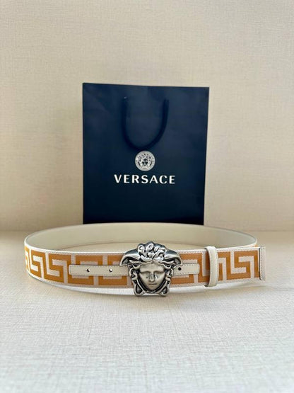 VERSACE La Medusa La Greca Belt 'Beige/White'