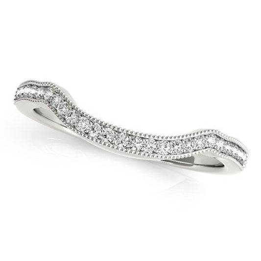 14k White Gold Curvy Style Pave Set Diamond Wedding Band (1/6 cttw) — photo 1 of 2