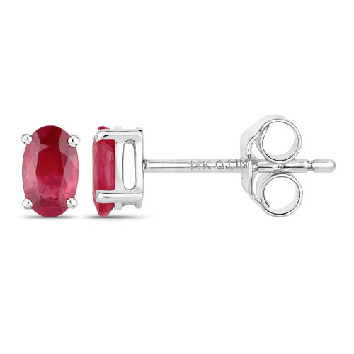 0.54 Carat Genuine Ruby 14K White Gold Earrings