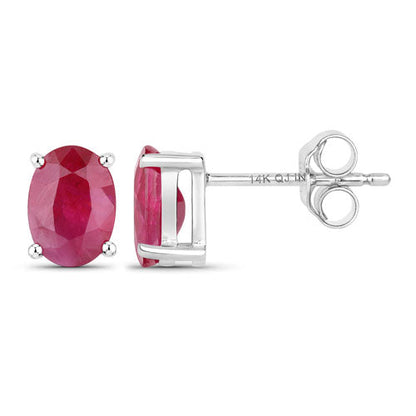 1.70 Carat Genuine Ruby 14K White Gold Earrings