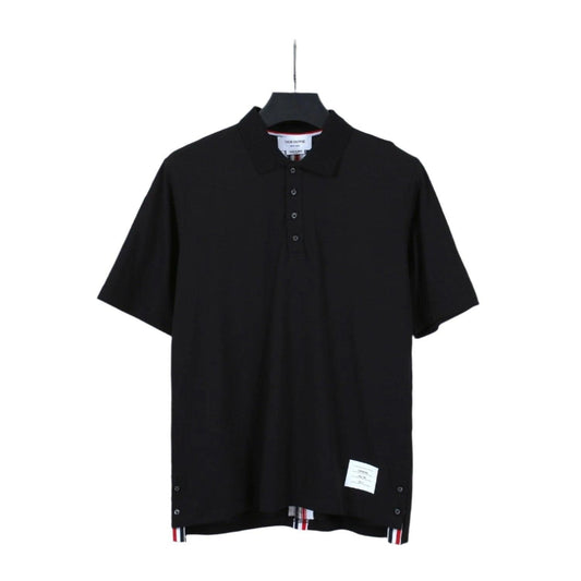 Thom Browne Black T-Shirt with Collar