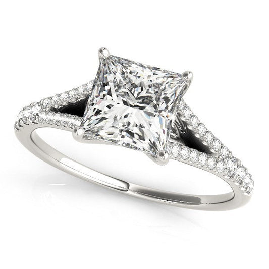 14k White Gold Princess Cut Split Shank Diamond Engagement Ring (1 1/8 cttw) — photo 1 of 4