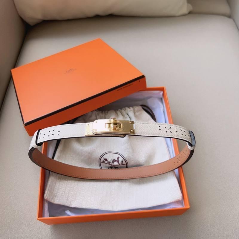 Hermes Men Gold Buckle Belt 'White'