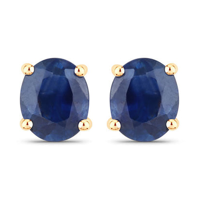 0.68 Carat Genuine Blue Sapphire 14K Yellow Gold Earrings