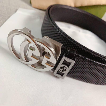GUCCI Embellished coated-canvas and leather belt 'Black'