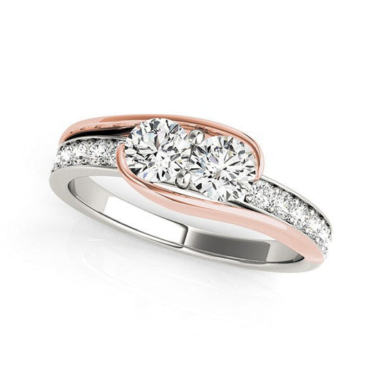 Two Stone Diamond Ring in 14k White And Rose Gold (3/4 cttw) — photo 1 of 6