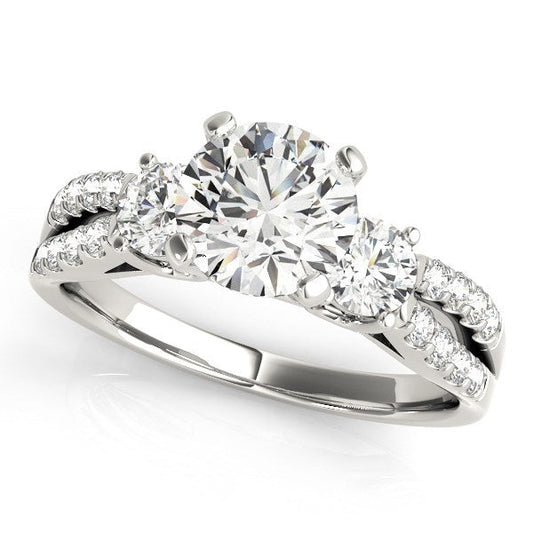 14k White Gold Split Shank 3 Stone Round Diamond Engagement Ring (2 cttw) — photo 1 of 4