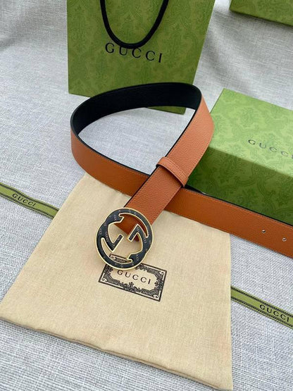 GUCCI Embellished coated-canvas and leather belt 'Brown'
