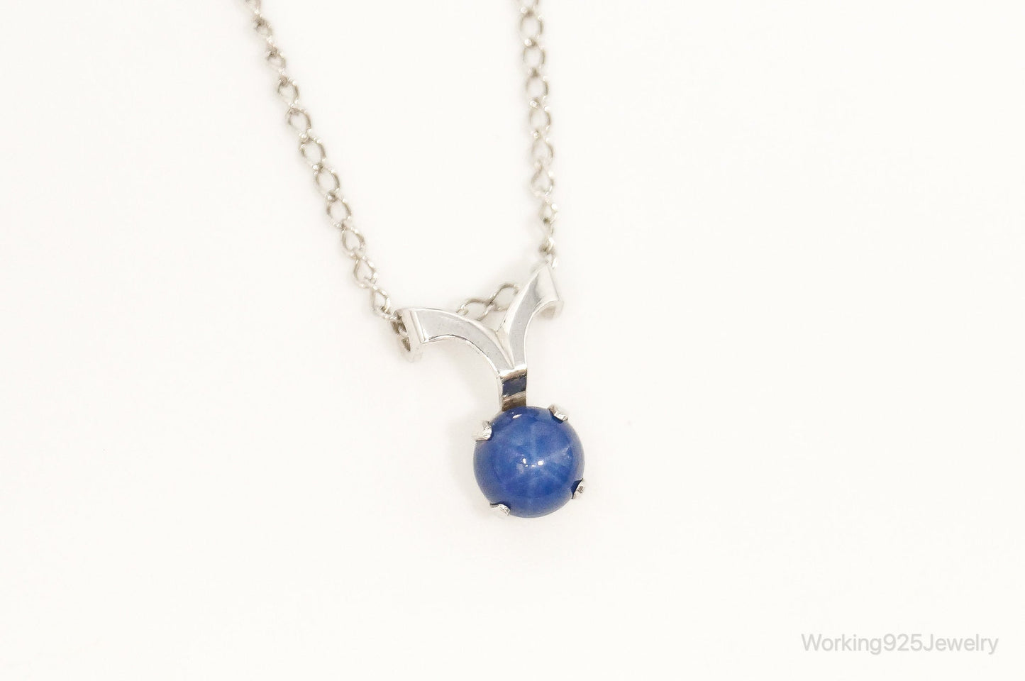 Vintage Star Sapphire Sterling Silver Necklace – Estate Jewelry