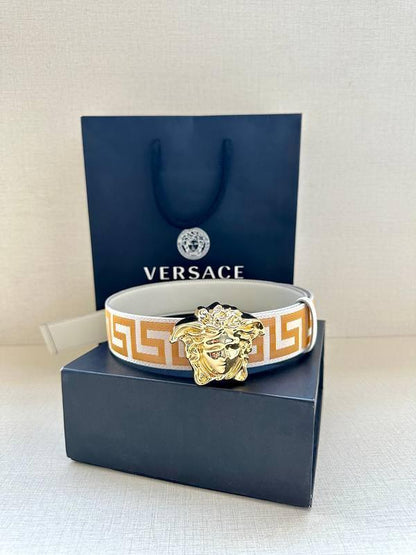 VERSACE La Medusa La Greca Belt 'Beige/White'