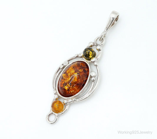 Vintage Multi Type Amber Sterling Silver Necklace Pendant — photo 1 of 9
