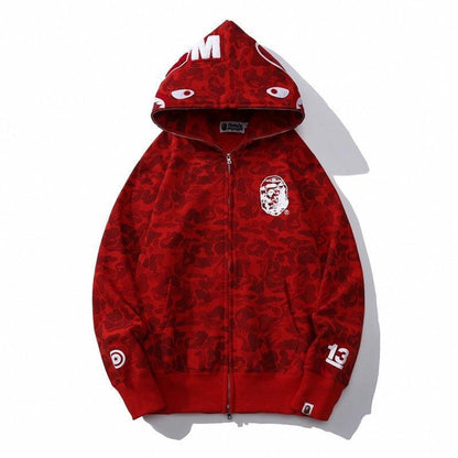 BAPE OG Camo Shark Full Zip-Up Hoodie A Bathing Ape 'Red'