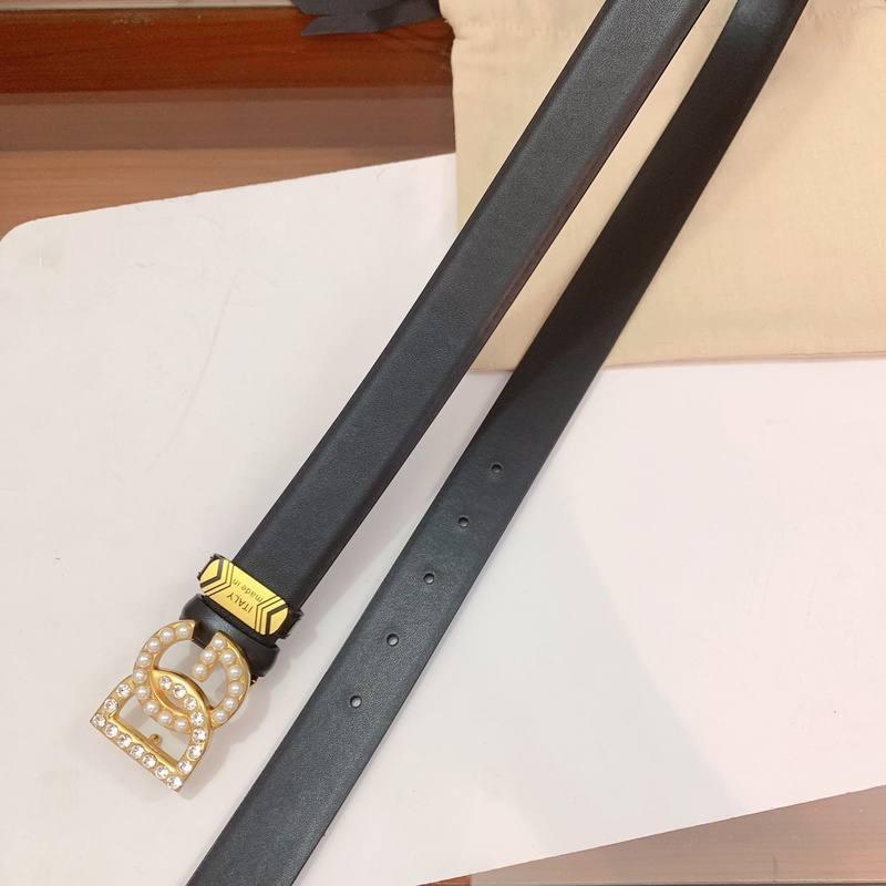 Dolce Gabbana Calfskin belt with bejeweled DG logo 'Black'