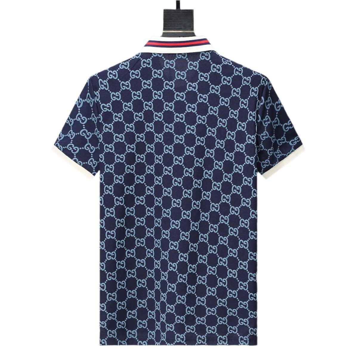 Gucci Luxury Blue T-shirt with Collar – Men's Premium Cotton