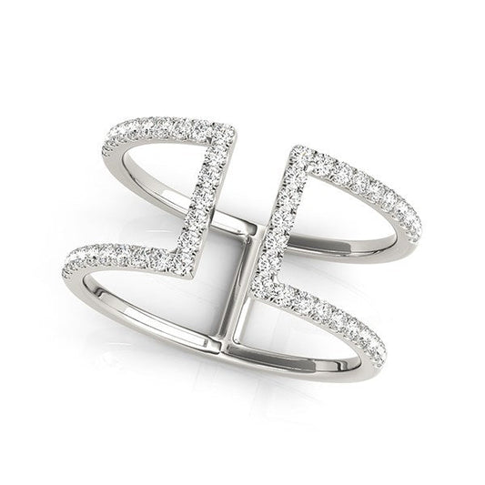 14k White Gold Modern Dual Band Style Diamond Ring (1/2 cttw) — photo 1 of 8